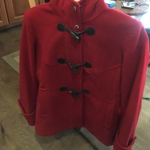 Michael Kors red wool blend toggle coat